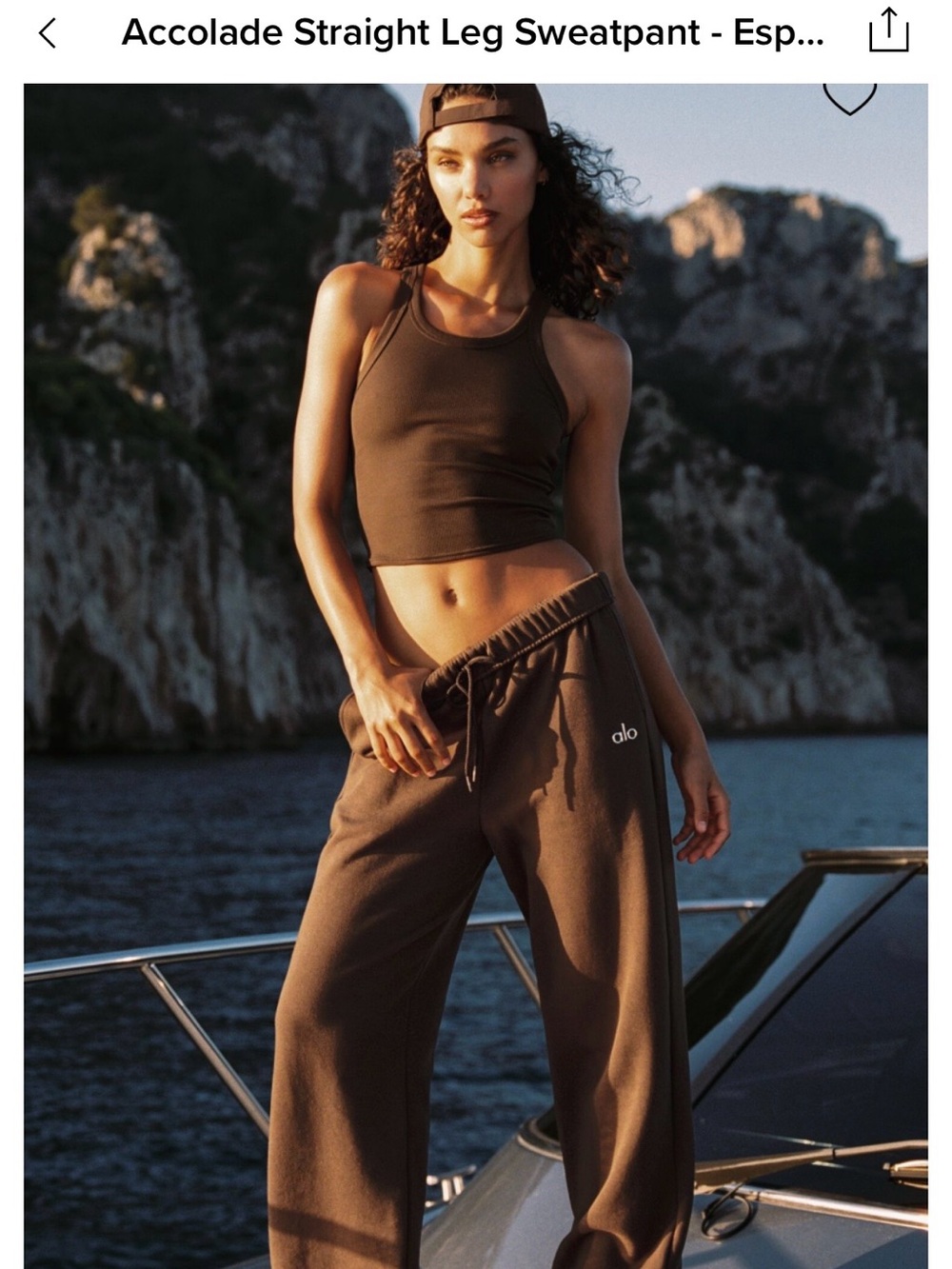 ALO Yoga Wide Leg Sweatpant in Espresso Brown